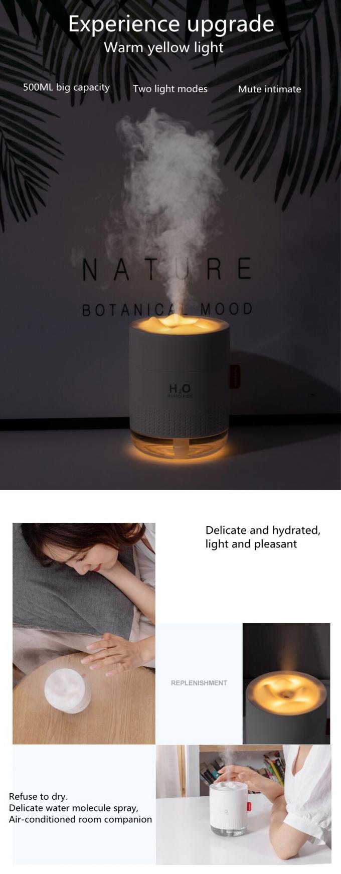 Homefish OEM Luftbefeuchter 500ml Kapasitas Tangki Air Pure Mist Humidifiers Air Portable Desktop H20 2