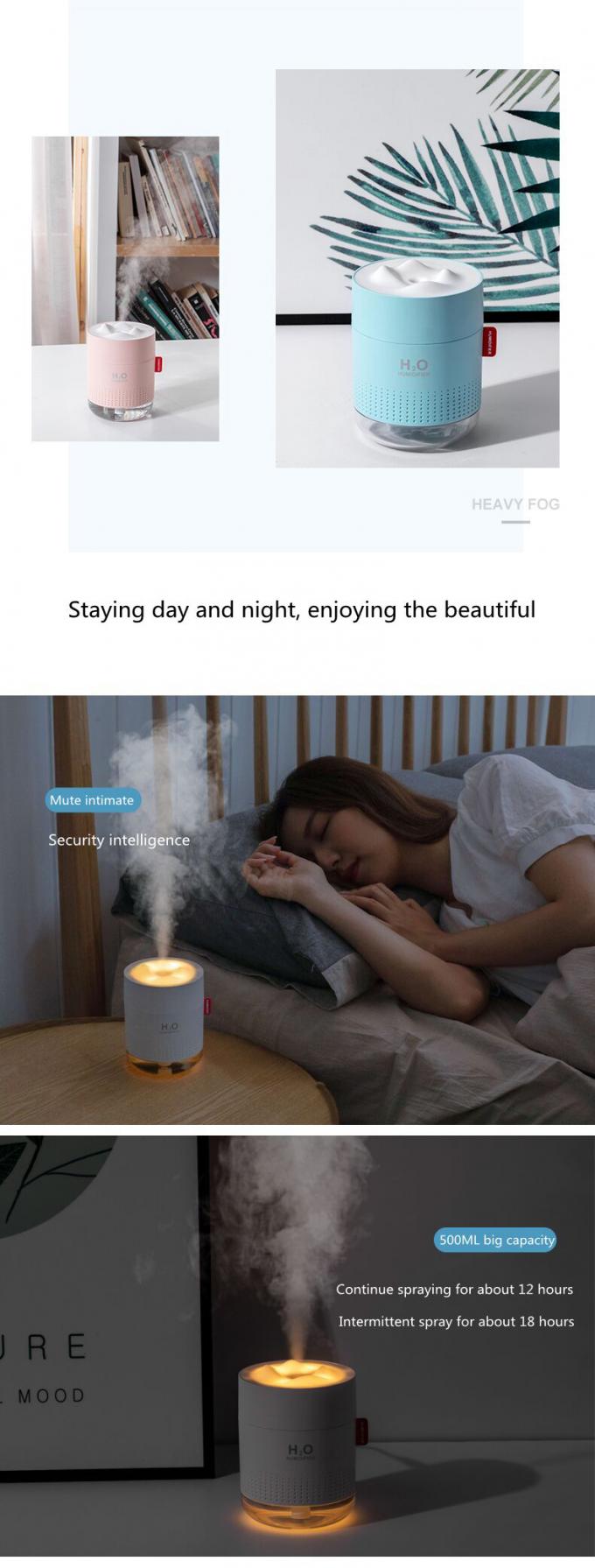 Homefish OEM Luftbefeuchter 500ml Kapasitas Tangki Air Pure Mist Humidifiers Air Portable Desktop H20 7