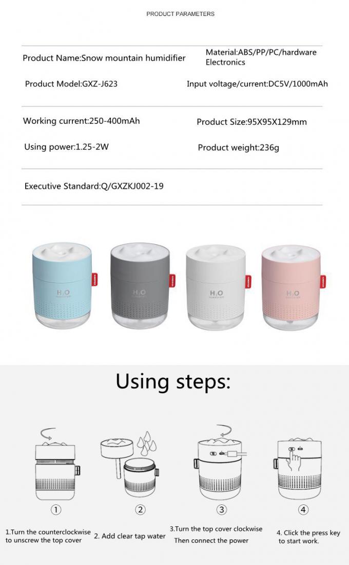 Homefish OEM Luftbefeuchter 500ml Kapasitas Tangki Air Pure Mist Humidifiers Air Portable Desktop H20 10