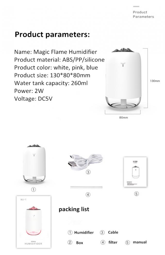 HOMEFISH 260ML Humidifier Ruang ABS PP Silicone Humidifier Udara Mobil 9