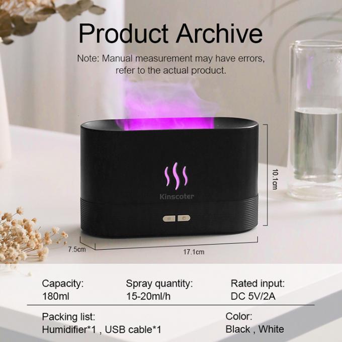 180ML Warna-warni USB Flame Effect Humidifier Minyak Esensial Simulasi Kebakaran Smart Mute Aroma Diffuser Dengan cahaya RGB 6