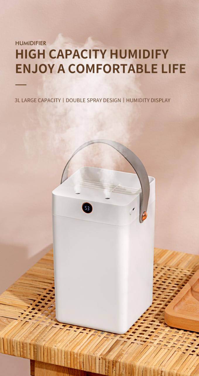 3L Kapasitas besar Double Spray Diffuser Kelembaban dingin Kabut Nebulisasi Humidifier Udara Dengan Layar Digital 2