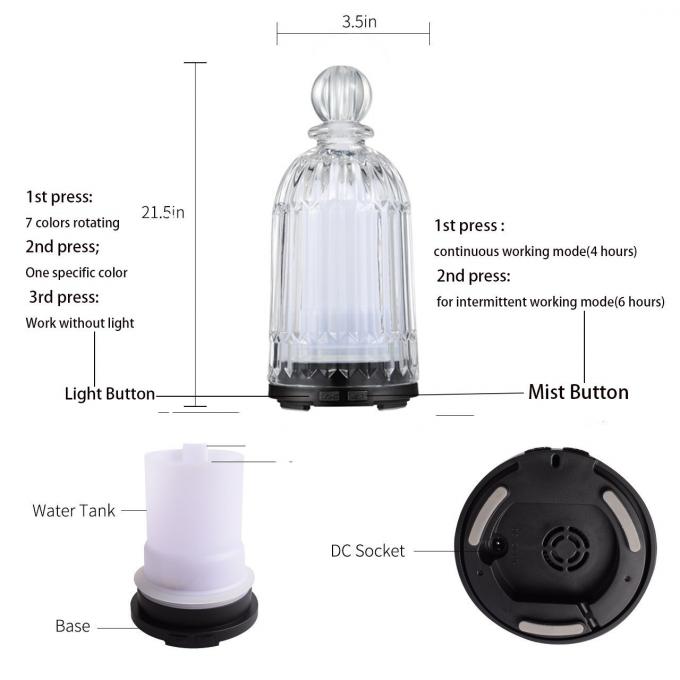 HOMEFISH 120ml Glass Aromaterapi Humidifier Ultrasonik Rumah Tangga Minyak Esensial Aroma Diffuser 15
