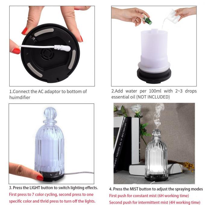 HOMEFISH 120ml Glass Aromaterapi Humidifier Ultrasonik Rumah Tangga Minyak Esensial Aroma Diffuser 16
