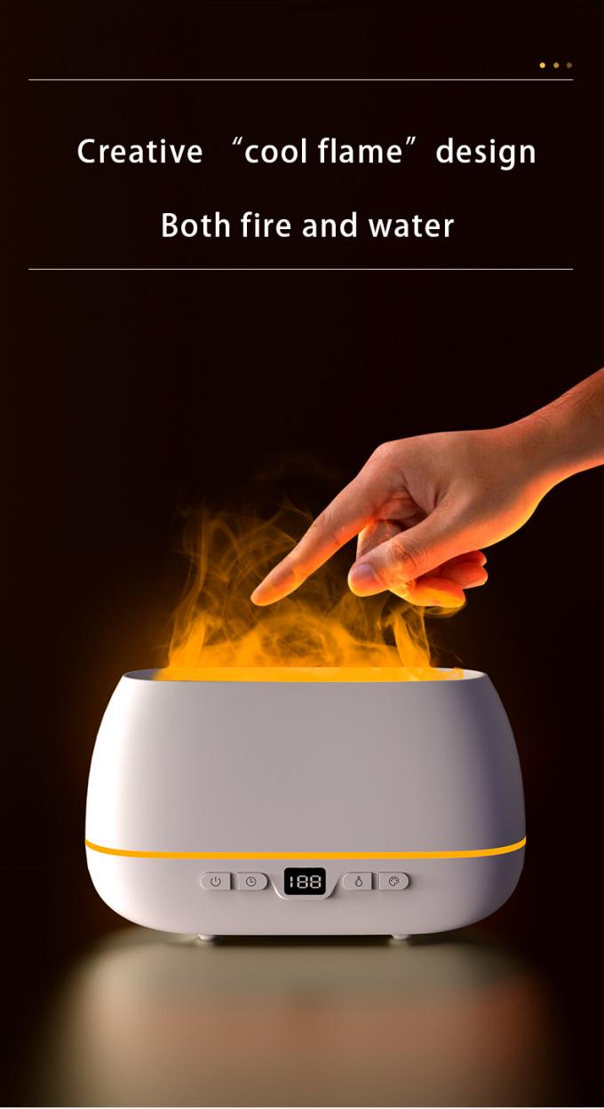 2023 New Design Ultrasonic Flame Diffuser 200ml RGB Light Flame Humidifier Dengan Remote Controller Aroma Diffuser Untuk Rumah Tangga 2