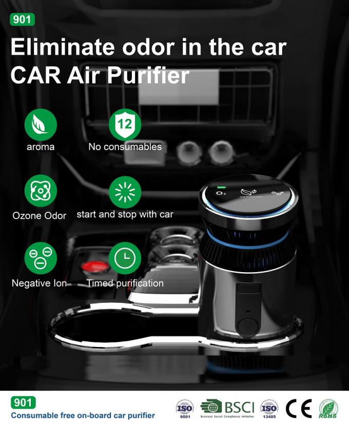 Pembersih Udara Mobil Alloy Aluminium Terintegrasi Kontrol Cerdas Ozon Generator Teknologi Anion Mini Portable Air Humidifier 1