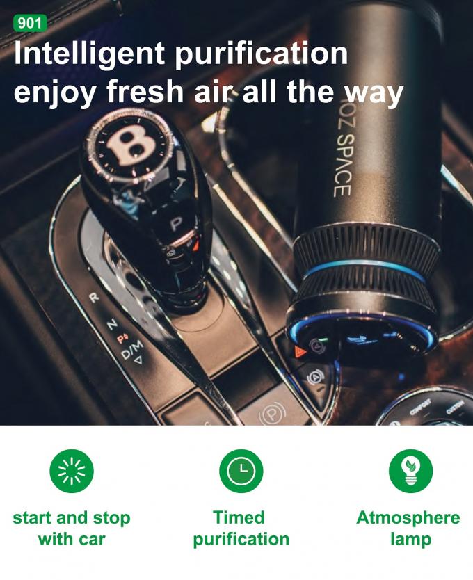 Pembersih Udara Mobil Alloy Aluminium Terintegrasi Kontrol Cerdas Ozon Generator Teknologi Anion Mini Portable Air Humidifier 5
