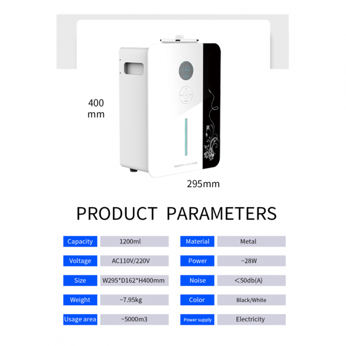 Smart Powerful HVAC System Aroma Diffuser 8000CBM Ruang Besar Tingkat Minyak Tampilan WIFI App Metal Diffuser Aroma Air Machine 9