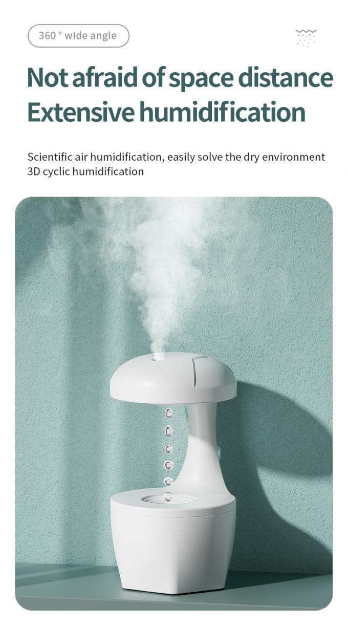 HOMEFISH Anti-Gravity Cool Mist Humidifier Mesin Humidifikasi Kamar Kecil Back Flow Putih 800ml Kapasitas 5