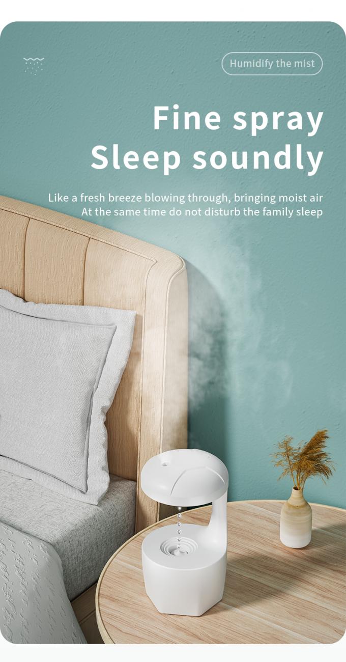 HOMEFISH Anti-Gravity Cool Mist Humidifier Mesin Humidifikasi Kamar Kecil Back Flow Putih 800ml Kapasitas 6
