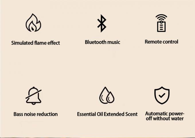 Tranquil Flame Humidifier Bluetooth Remote LED Aromaterapi Disesuaikan 150ml 1