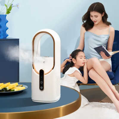Harga yang pantas Grosir Leafless Electric Mist Fan 2200mAh Baterai besar Well Design Cold Mist Humidifier Portable Safety Mist Fan Humidifier on line