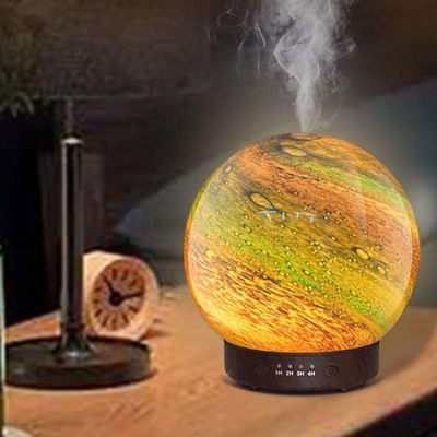 Harga yang pantas HOMEFISH 3D Desain Kaca Diffuser Minyak Esensial Planet Humidifier 120ml on line